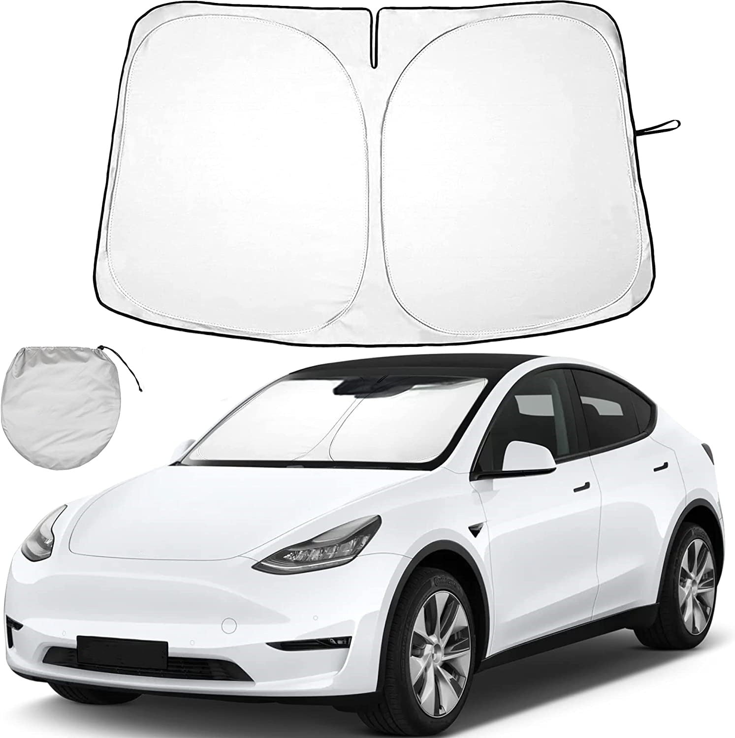 Foldable Windshield Sun Shade for Tesla Model 3/Y (2017-2024) - Sun Visor Accessory