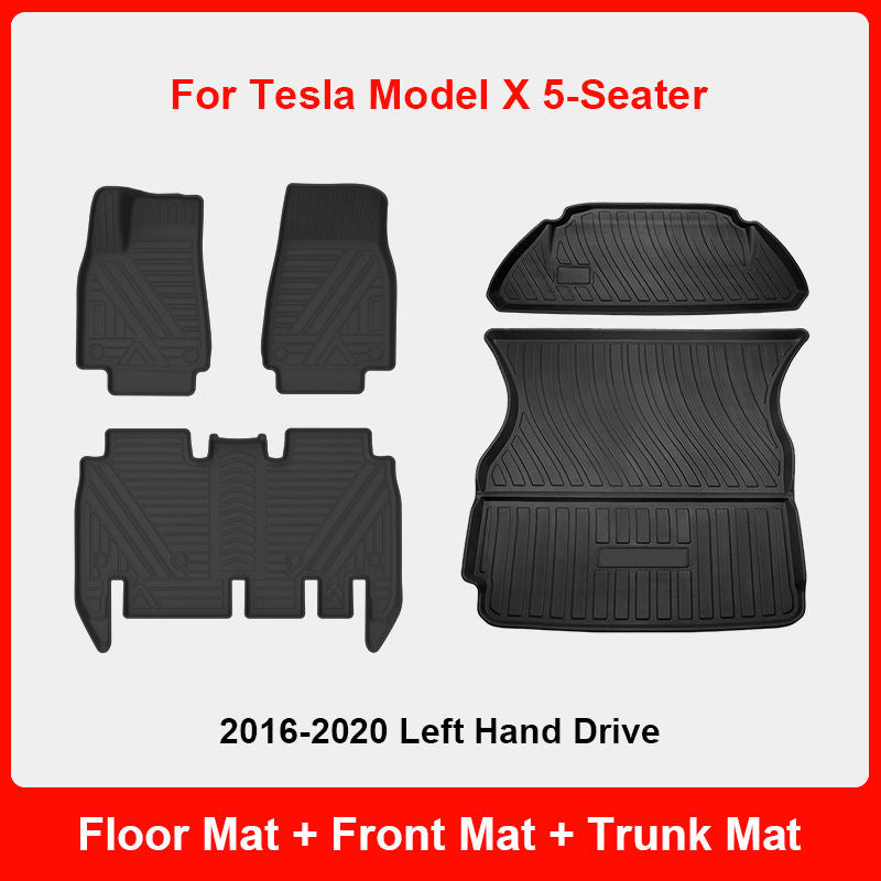Tesla Model X All-Weather Floor Mats & Trunk Mat - Cargo Liner for 2015-2020 Models