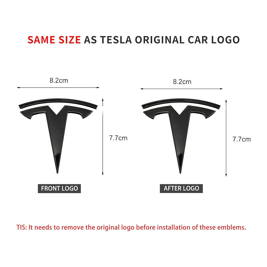 Model 3/Y Steering Wheel Front/Rear Trunk Logo ABS Cover Sticker 3pcs