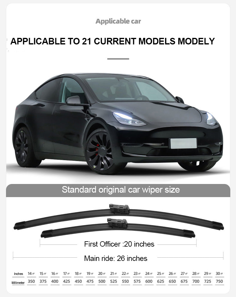 Tesla Model 3/Y Silicone Windshield Wiper Blades (2-Piece Set)
